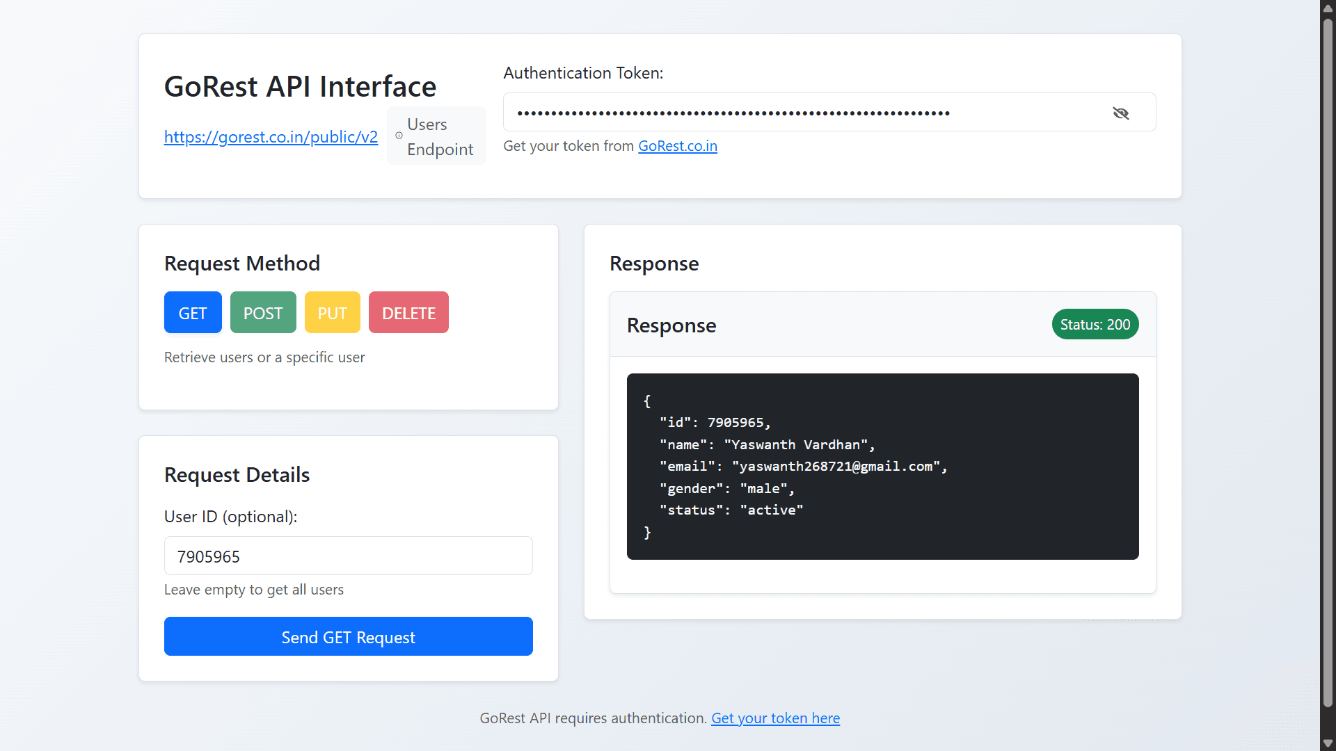GoRest API Interface